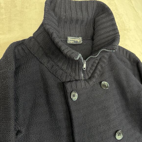 VTG Ermenegildo Zegna Womens Wool Knit Jacket Coat Double Breasted Size S Italy - Picture 3 of 9